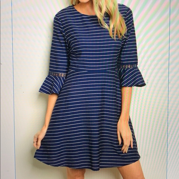 Gilli Dresses & Skirts - Navy and white striped fit and flare dress NWT